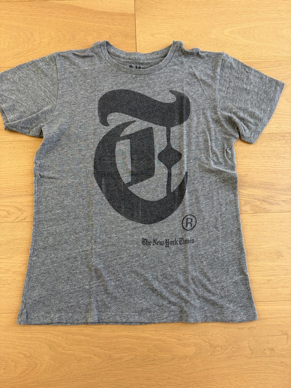 Altru Gray heather Graphic Tee with NY Times Logo Black Print